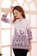 💜 Purple Cotton Short Kurti Tunic Top with Ethnic Motifs