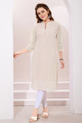 Cream Fine Georgette Kurta with Chicken Embroidery