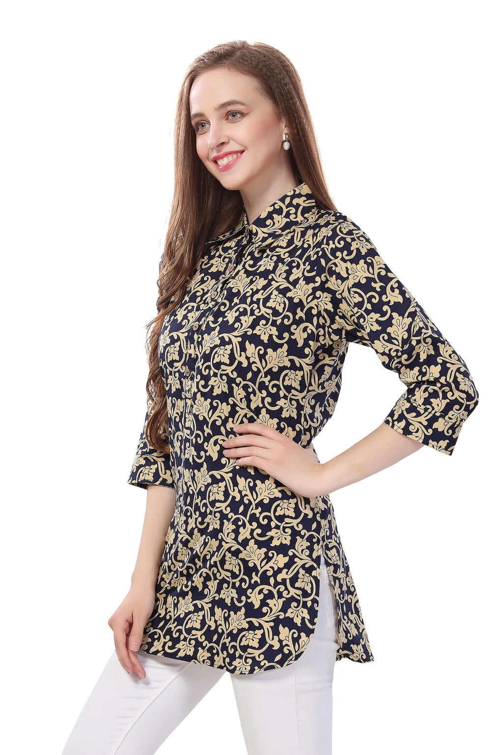 Navy Blue Short Tunic Top for Women