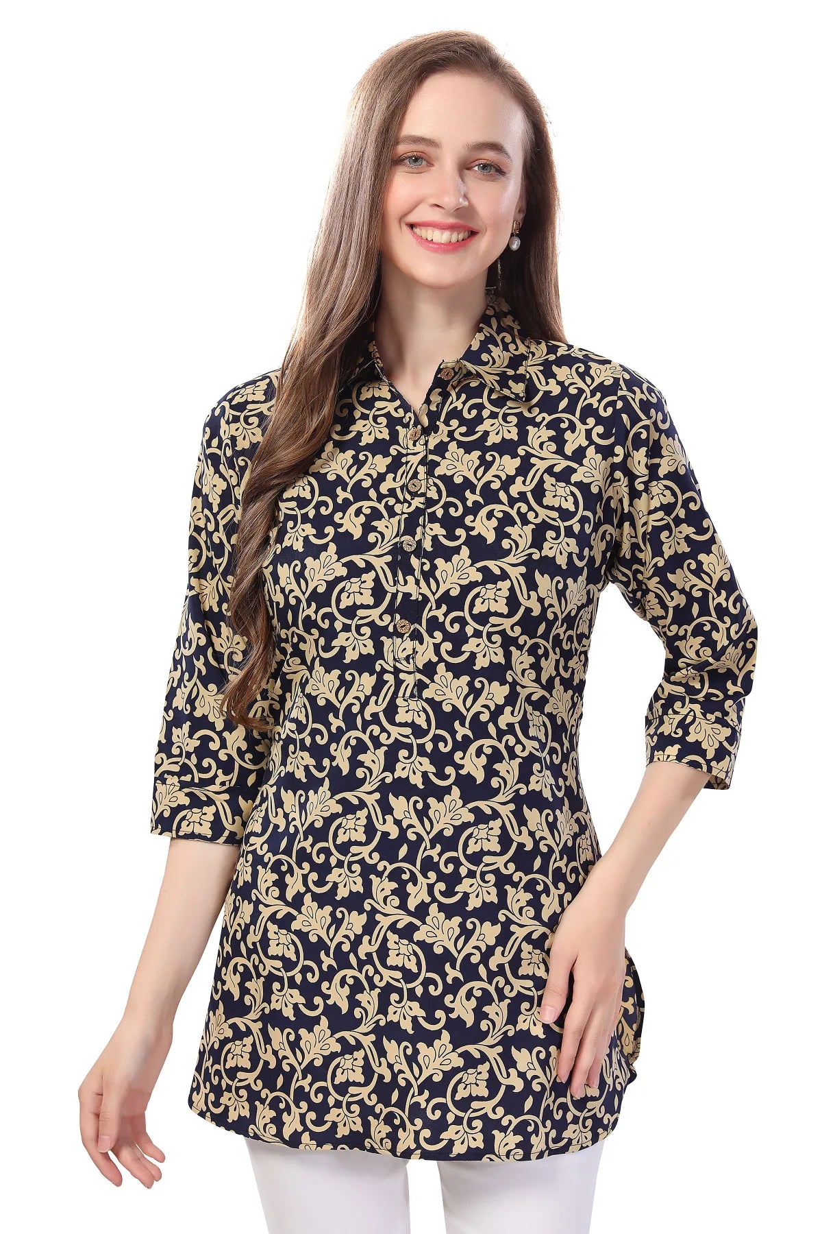 Navy Blue Short Tunic Top for Women