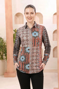 Black Modal Silk Tunic with Abstract Geometric Print